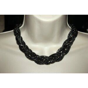Express Thick Braided Chain Hematite Tone Collar Choker Necklace Vintage Y2K Dea